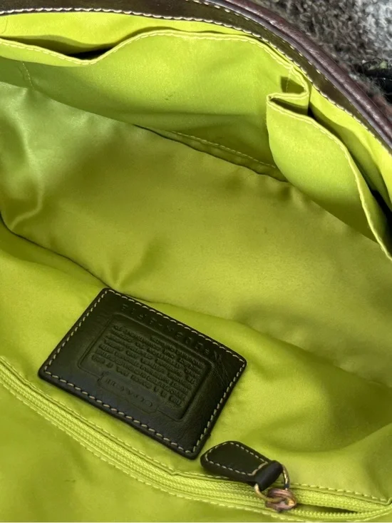 RARE VTG Coach Soho Womens Tweed Shoulder Bag Wool Alpaca Brown Green Y2K - Picture 13 of 16